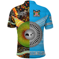 Australia Fiji Polo Shirt - Aboriginal and Tapa Design Together LT8 - Polynesian Pride