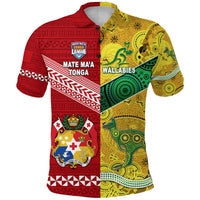 Tonga Australia Rugby Polo Shirt Mate Maa Ngatu and Aboriginal Wallabies Together LT8 Kid - Polynesian Pride