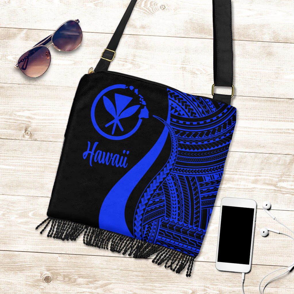 Hawaii Boho Handbag - Blue Polynesian Tentacle Tribal Pattern Boho Handbag One Size Blue - Polynesian Pride