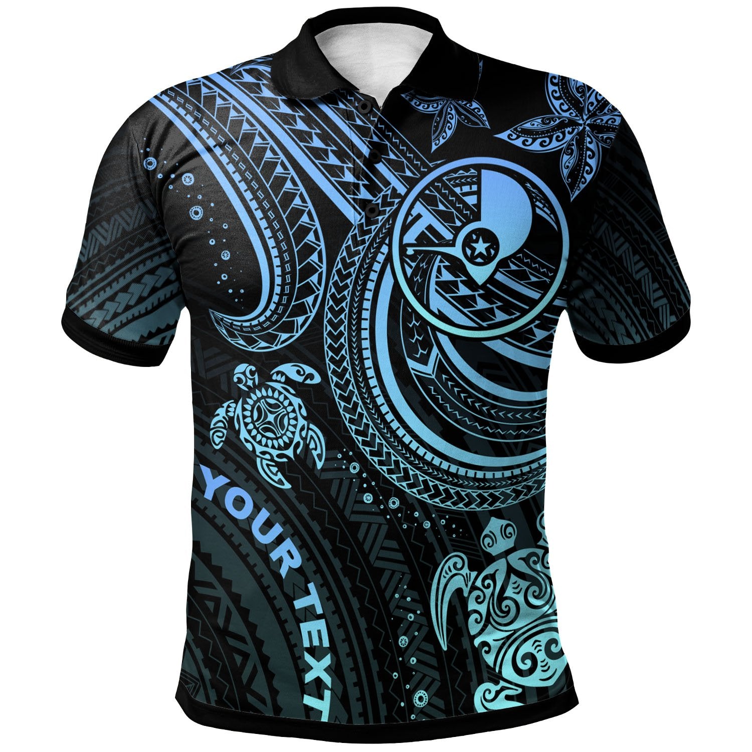 Yap Custom Polo Shirt Blue Turtle Unisex Blue - Polynesian Pride