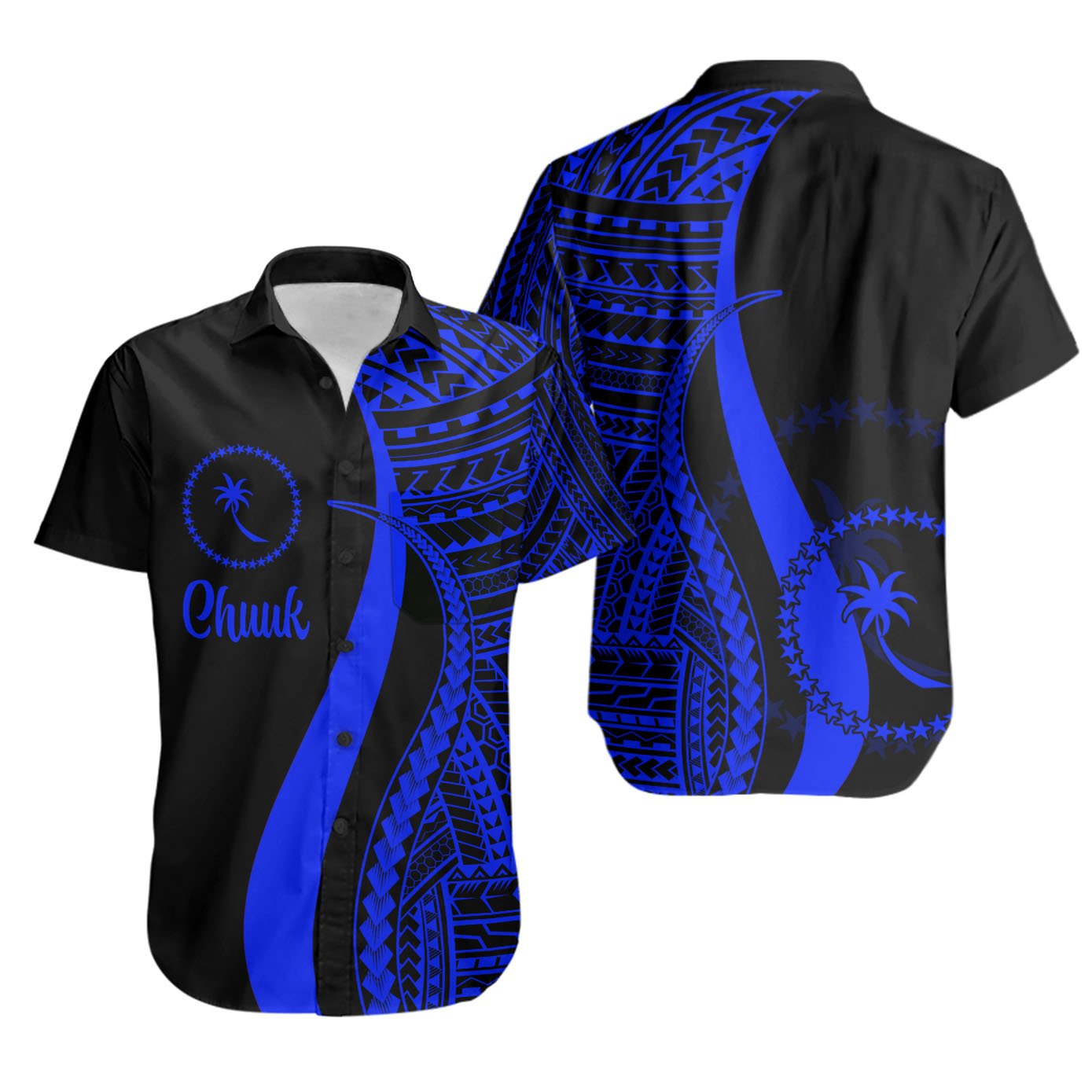 Chuuk Short Sleeve Shirts - Blue Polynesian Tentacle Tribal Pattern Unisex Blue - Polynesian Pride