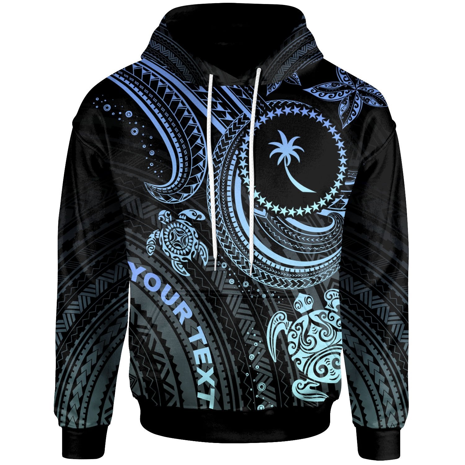 Chuuk Custom Hoodie Blue Turtle Unisex Blue - Polynesian Pride