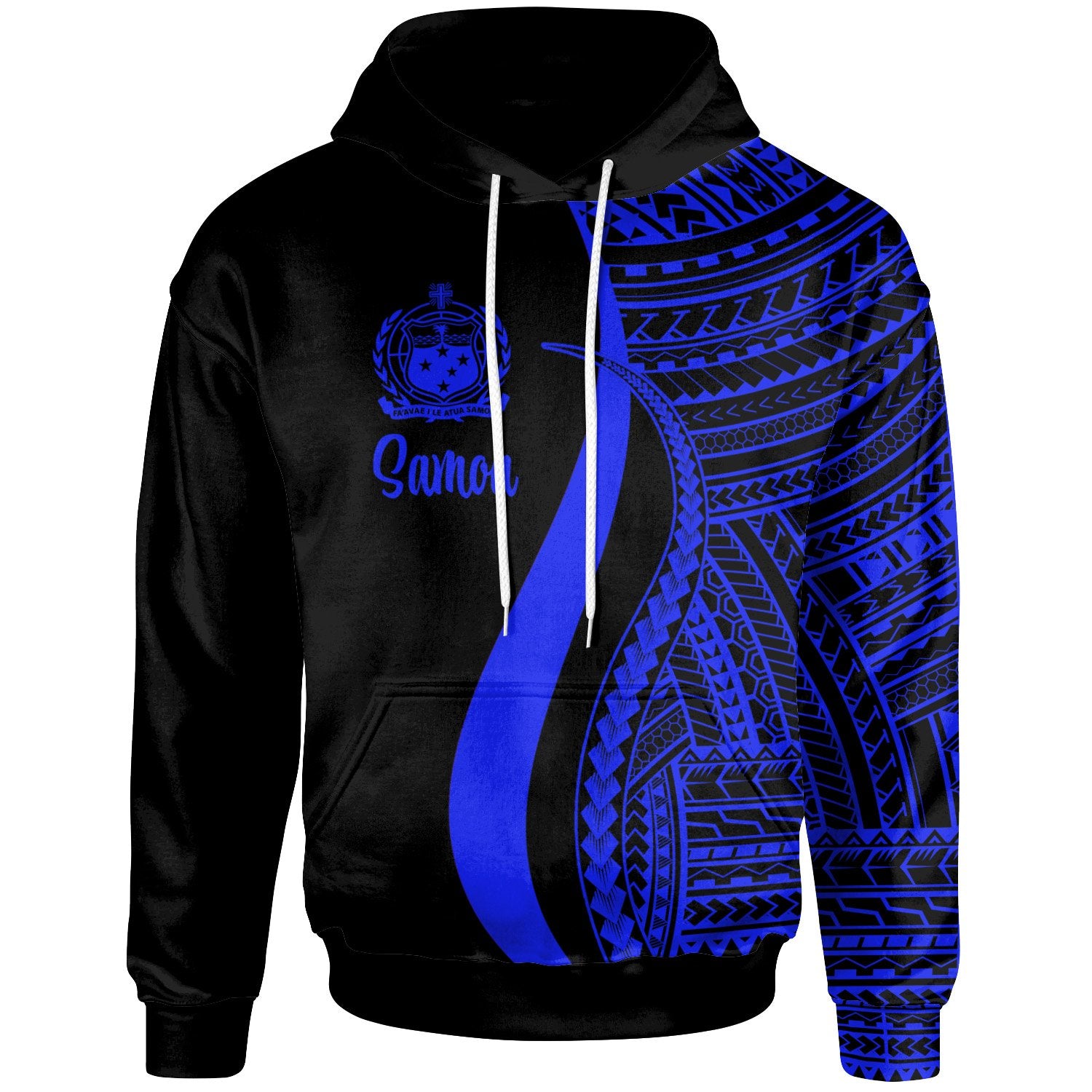 Samoa Hoodie Blue Tentacle Tribal Pattern Unisex Blue - Polynesian Pride