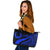 Pohnpei Large Leather Tote Bag - Blue Polynesian Tentacle Tribal Pattern Blue - Polynesian Pride