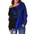 Vanuatu Women's Off Shoulder Sweater - Blue Polynesian Tentacle Tribal Pattern - Polynesian Pride