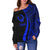 Pohnpei Women's Off Shoulder Sweater - Blue Polynesian Tentacle Tribal Pattern - Polynesian Pride