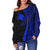 Papua New Guinea Women's Off Shoulder Sweater - Blue Polynesian Tentacle Tribal Pattern - Polynesian Pride