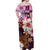 Hawaii Fish Hook Off Shoulder Long Dress Pink Style LT6 - Polynesian Pride