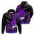 Custom Hawaii Turtle With Plumeria Leaf Purple Hoodie LT12 Zip Hoodie Black - Polynesian Pride