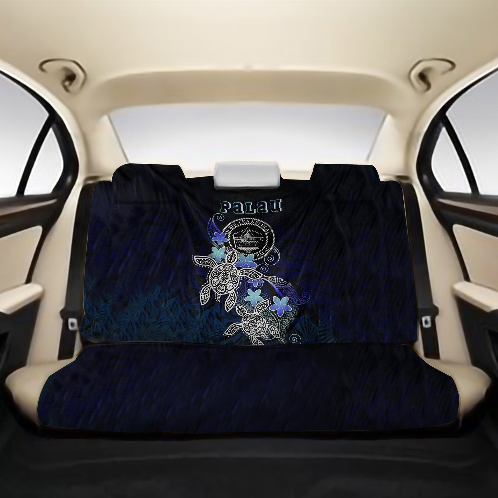 Palau Polynesian Back Seat Covers - Blue Turtle Couple LT8 - Polynesian Pride