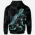 American Samoa Polynesian Hoodie Turtle With Blooming Hibiscus Turquoise - Polynesian Pride