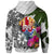 Tahiti Hoodie White Turtle Plumeria Banana Leaf - Polynesian Pride