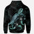 Tuvalu Polynesian Hoodie Turtle With Blooming Hibiscus Turquoise - Polynesian Pride