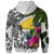 Tokelau Zip up Hoodie White Turtle Plumeria Banana Leaf - Polynesian Pride