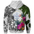 Palau Zip up Hoodie White Turtle Plumeria Banana Leaf - Polynesian Pride