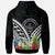 Palau Polynesian Zip up Hoodie Palau Coat of Arms & Polynesian Tropical Flowers White - Polynesian Pride