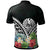 Tahiti Polo Shirt Tahitian Coat of Arms and Polynesian Tropical Flowers White - Polynesian Pride