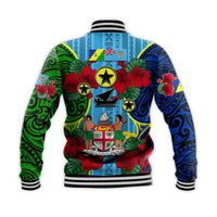 Malampa Fiji Day Hibiscus Baseball Jacket Style LT6 - Polynesian Pride