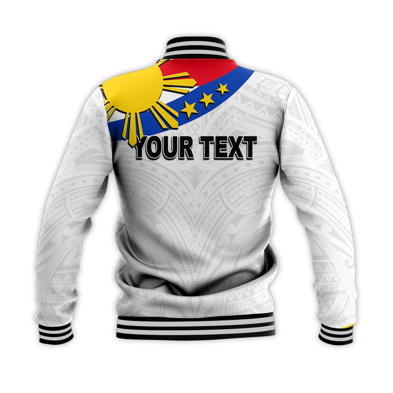 (Custom Personalised) Pilipinas Baseball Jacket Simple Style - White LT6 - Polynesian Pride