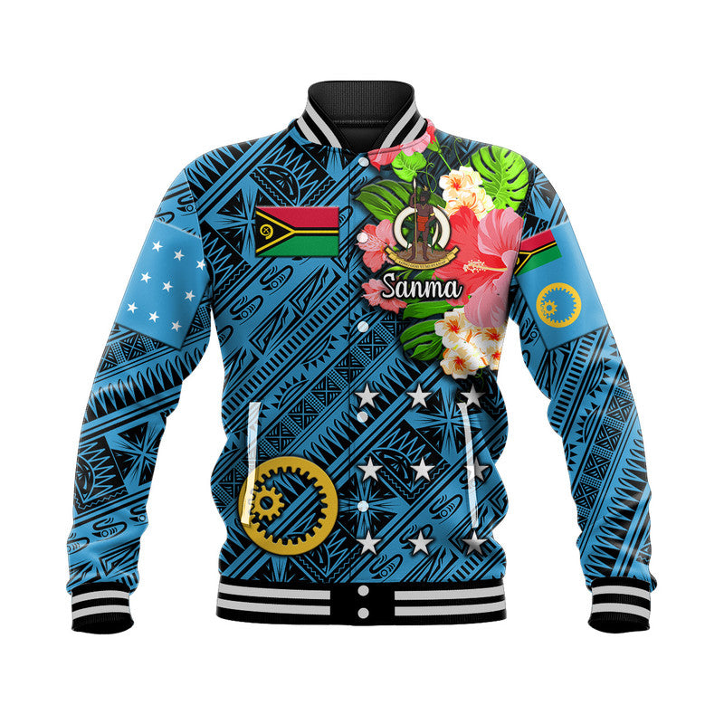 (Custom Personalised) Vanuatu Sanma Baseball Jacket Independence Be Proud LT8 Unisex Blue - Polynesian Pride