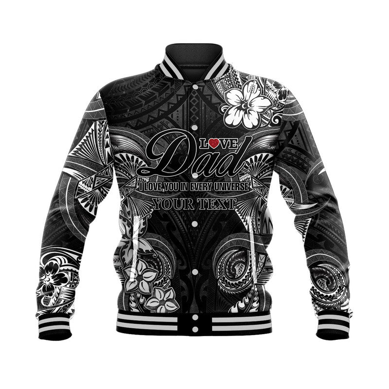 (Custom Personalised) Polynesian Fathers Day Baseball Jacket I Love You In Every Universe - Black LT8 Unisex Black - Polynesian Pride