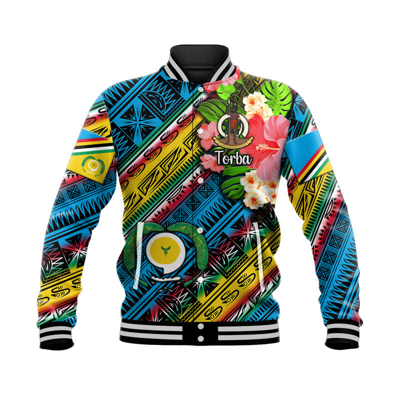 (Custom Personalised) Vanuatu Torba Baseball Jacket Independence Be Proud LT8 Unisex Blue - Polynesian Pride