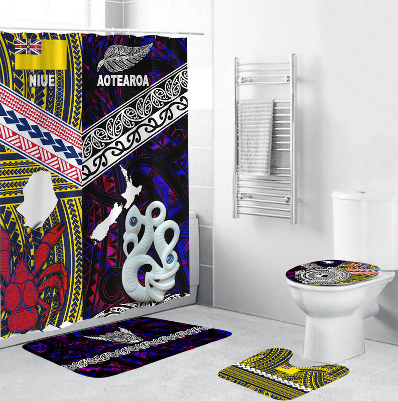 New Zealand And Niue Bathroom Set Together - Purple LT8 Purple - Polynesian Pride