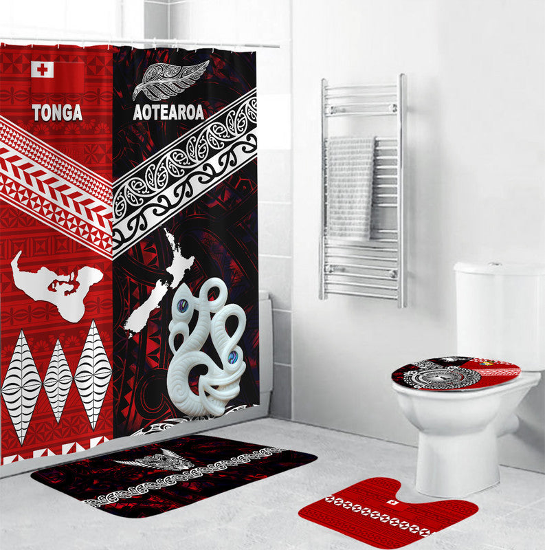 New Zealand And Tonga Bathroom Set Together - Red LT8 Red - Polynesian Pride