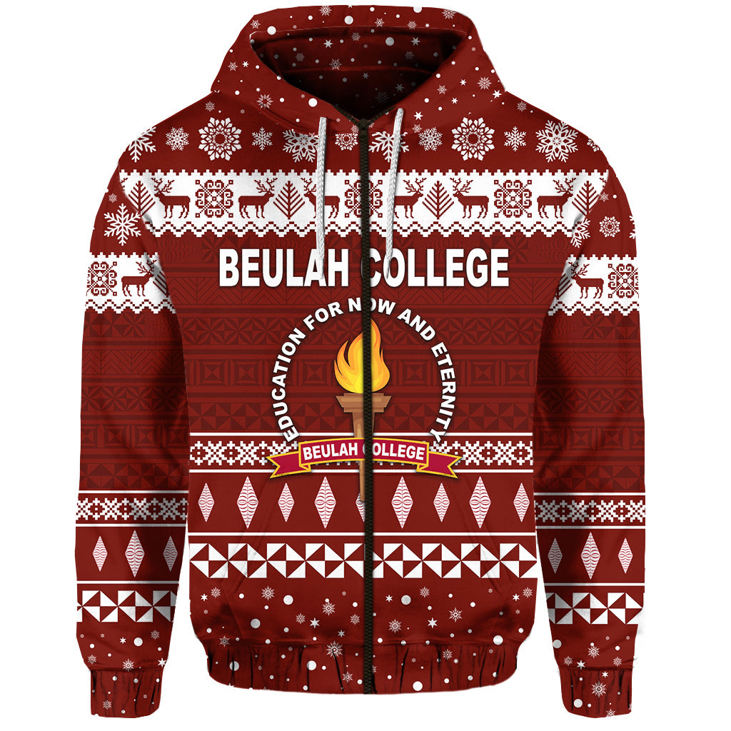 Tonga Beulah College Christmas Zip Hoodie Simple Style LT8 - Polynesian Pride