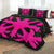 Hawaiian Royal Pattern Quilt Bed Set - Black And Pink - H1 Style - AH - Polynesian Pride