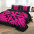 Hawaiian Royal Pattern Quilt Bed Set - Black And Pink - A3 Style - Polynesian Pride