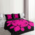 Hawaiian Royal Pattern Quilt Bed Set - Black And Pink - D2 Style - AH - Polynesian Pride