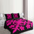 Hawaiian Royal Pattern Quilt Bed Set - Black And Pink - C2 Style - AH - Polynesian Pride