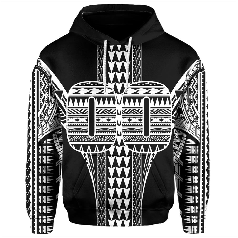 Custom Hawaii Hoodie Black White Football Pullover Hoodie Unisex Black - Polynesian Pride