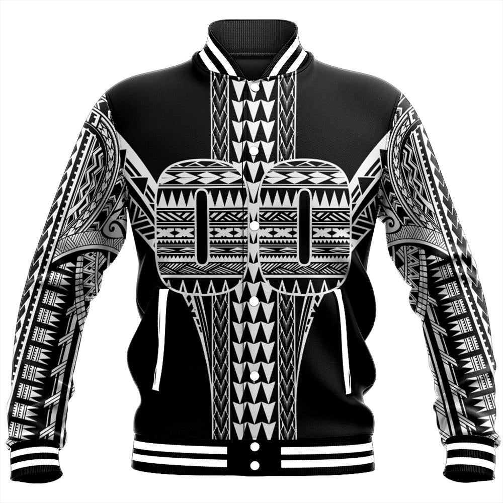 (Personalised) Hawaii Baseball Jacket - Black White Football Baseball Jacket - AH Unisex Black - Polynesian Pride