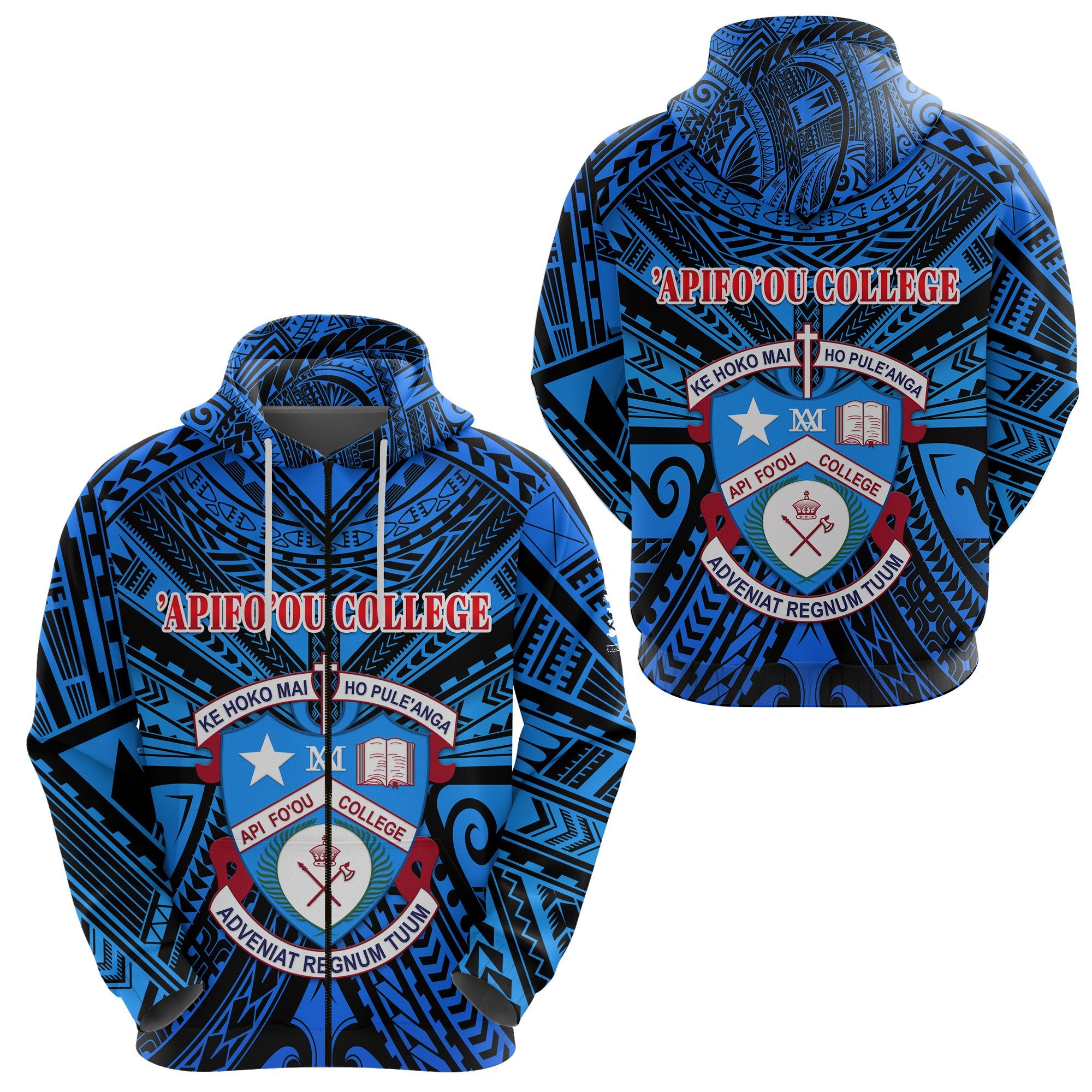 Kolisi Apifoou College Tonga Zip Hoodie Blue Unisex Blue - Polynesian Pride