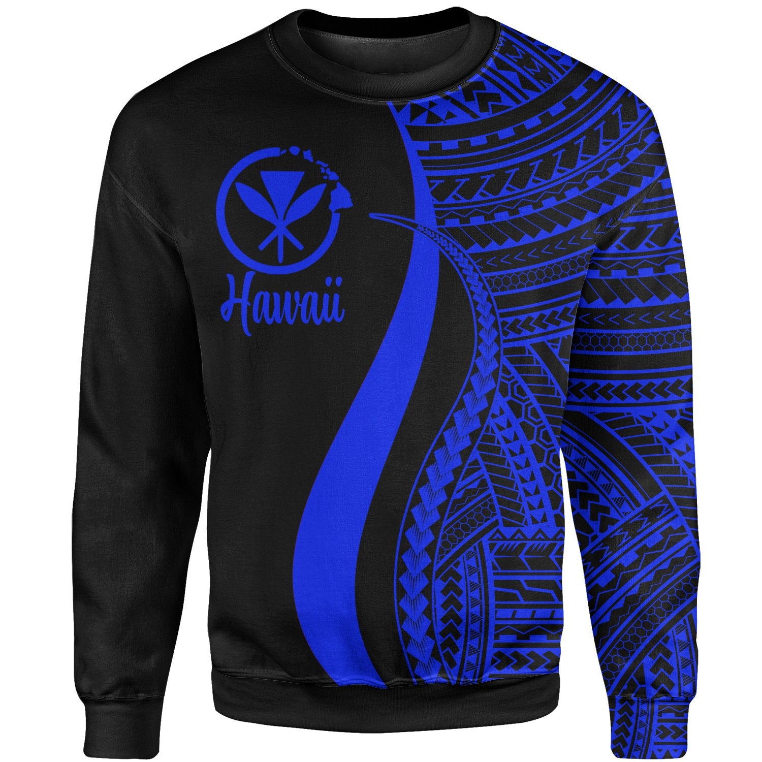 Hawaii Sweatshirt - Blue Polynesian Tentacle Tribal Pattern Unisex Blue - Polynesian Pride