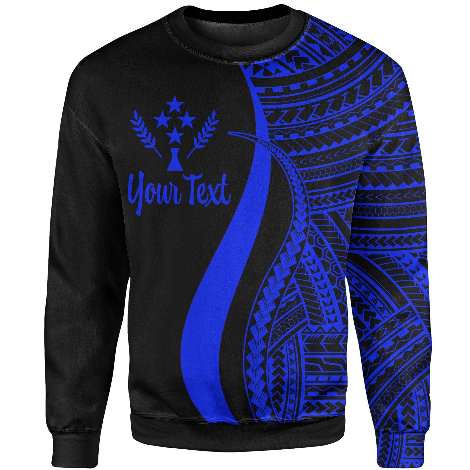 Kosrae Custom Personalised Sweatshirt - Blue Polynesian Tentacle Tribal Pattern Unisex Blue - Polynesian Pride