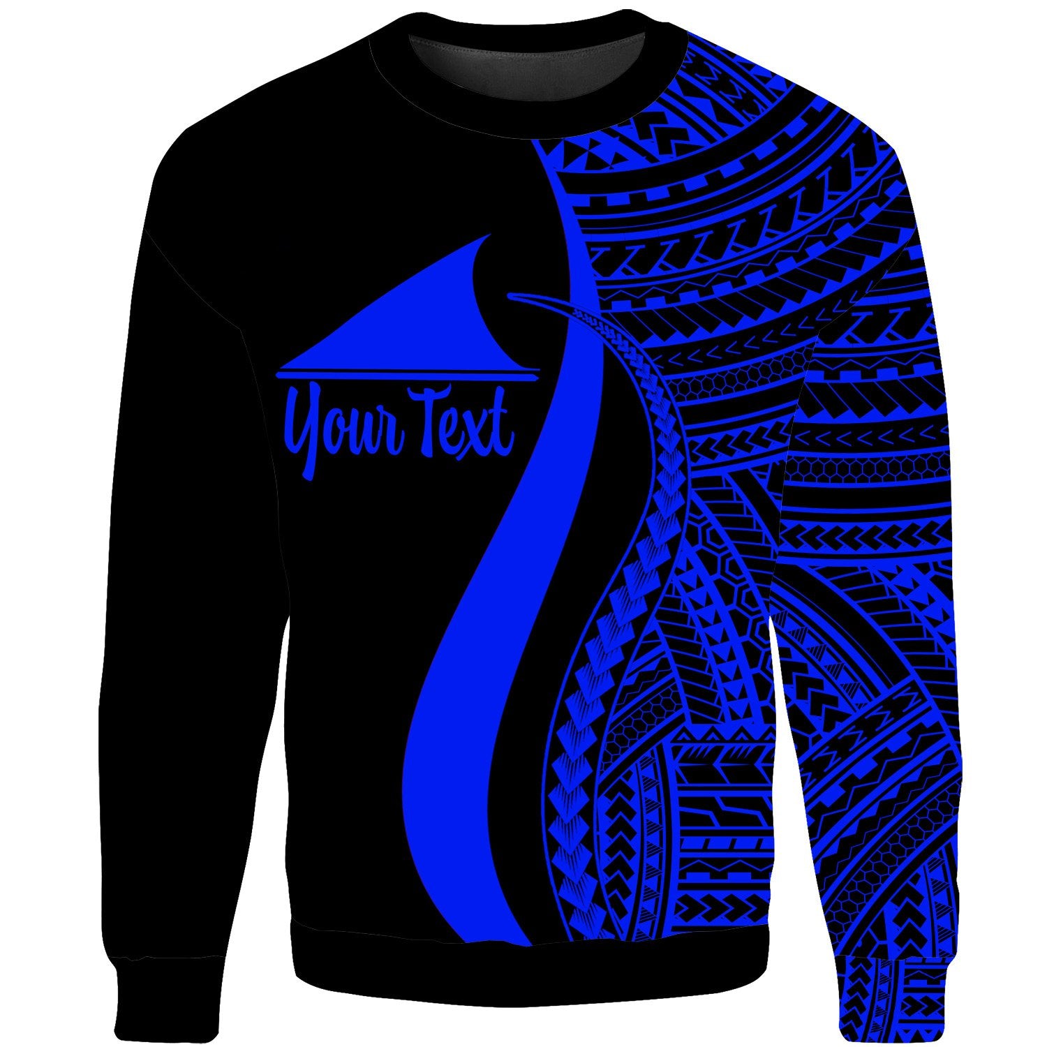 Tokelau Custom Personalised Sweatshirt - Blue Polynesian Tentacle Tribal Pattern Unisex Blue - Polynesian Pride