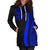 American Samoa Women's Hoodie Dress - Blue Polynesian Tentacle Tribal Pattern - Polynesian Pride