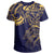 Hawaii Kanaka Polynesian Tribal T Shirt Gradiant Style Blue Gold - Polynesian Pride