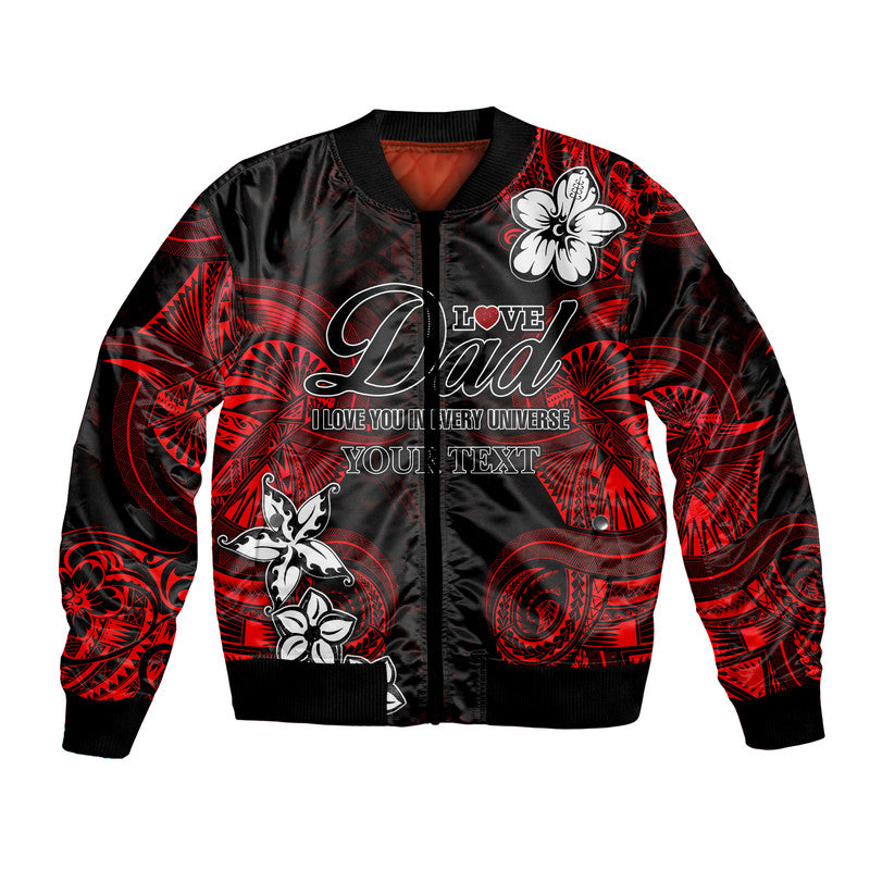 (Custom Personalised) Polynesian Fathers Day Bomber Jacket I Love You In Every Universe - Red LT8 Unisex Red - Polynesian Pride