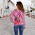 Yap Polynesian Custom Personalised Women's Off Shoulder Sweater - Floral With Seal Pink - Polynesian Pride