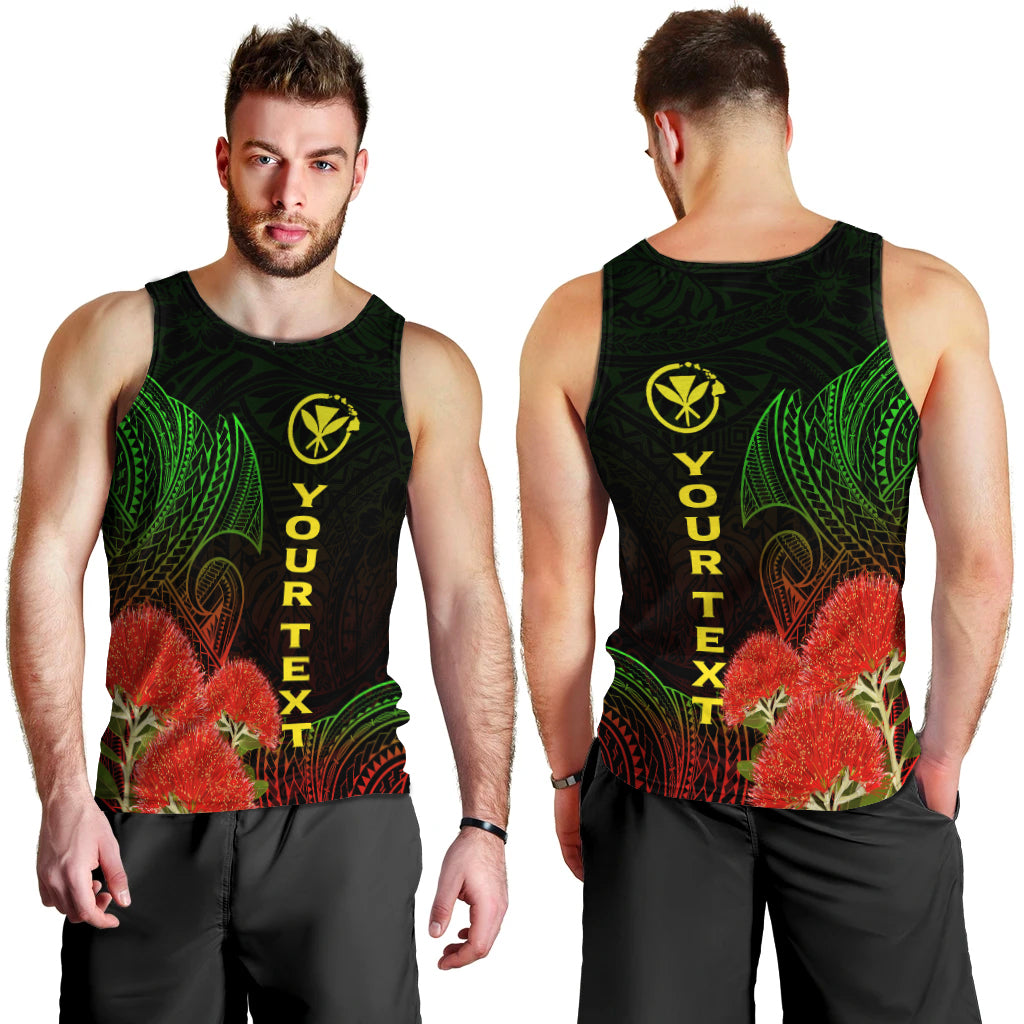 (Custom Personalised) Hawaii Polynesian Men's Tank Top - Ohia Lehua - LT12 Black - Polynesian Pride