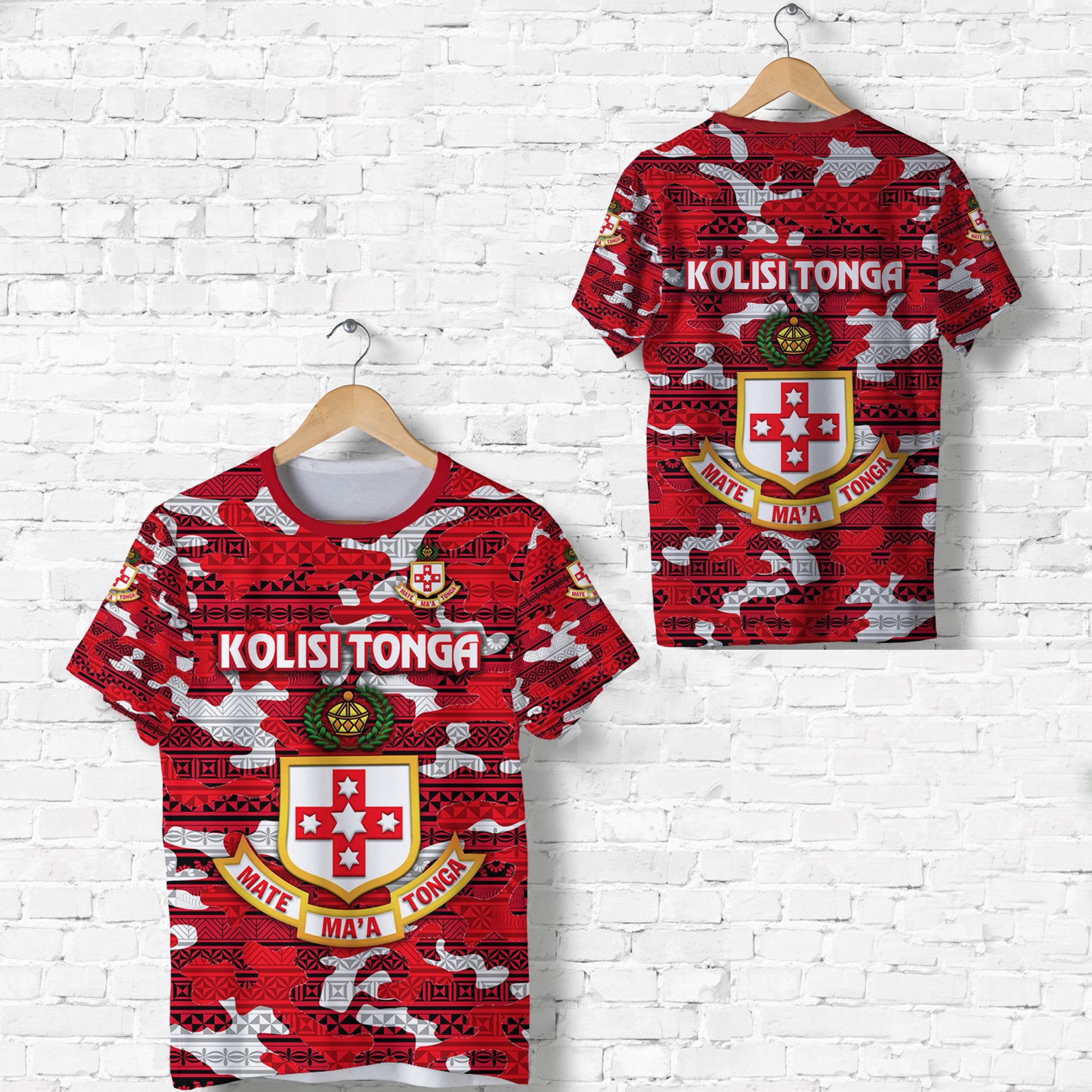 Kolisi Tonga T Shirt Mate Maa Tonga Camouflage Vibes Original Unisex Red - Polynesian Pride