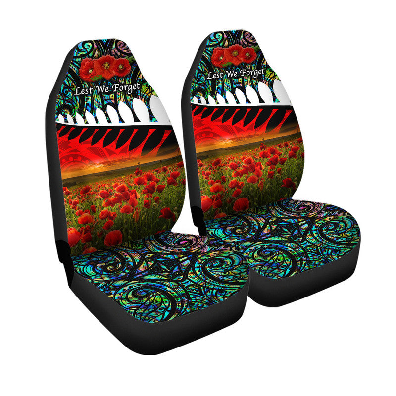 New Zealand Maori ANZAC Car Seat Cover Poppy Vibes - Paua Shell LT8 One Size Green - Polynesian Pride