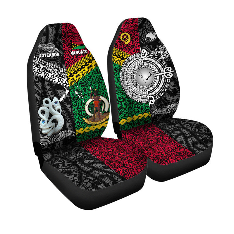 New Zealand And Vanuatu Car Seat Cover Together - Black LT8 One Size Black - Polynesian Pride