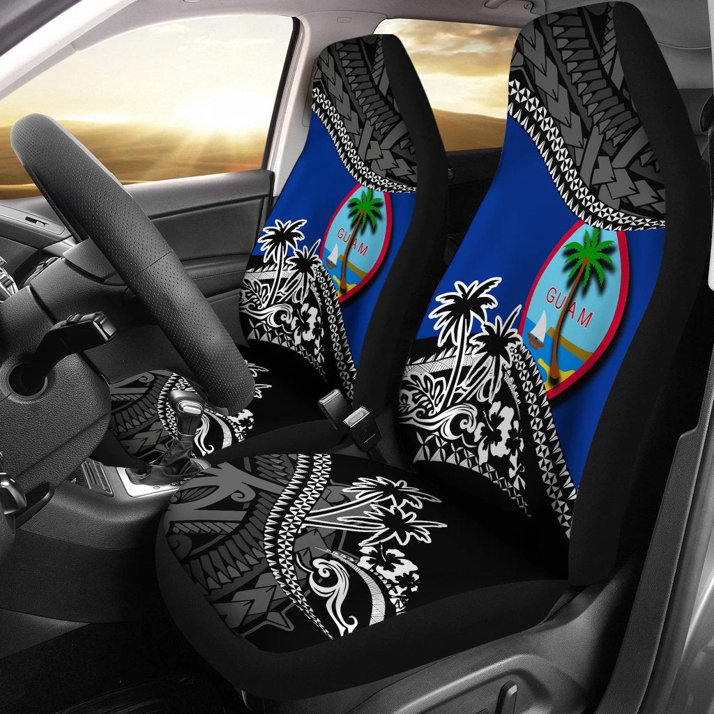 Guam Car Seat Covers Fall In The Wave One Size Black - Polynesian Pride