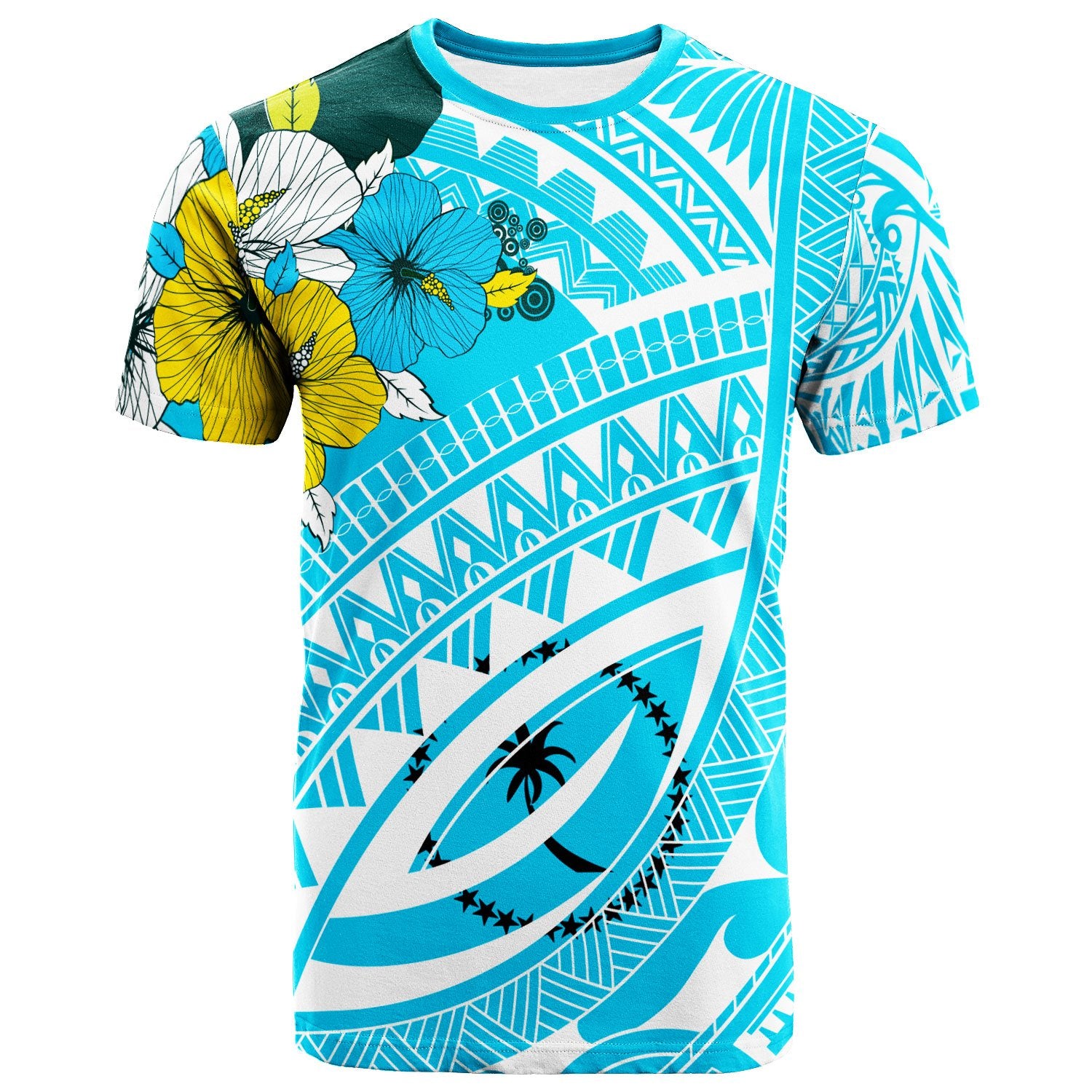 Chuuk T Shirt Polynesian Pattern Aquamarine Stone Color Unisex Blue - Polynesian Pride