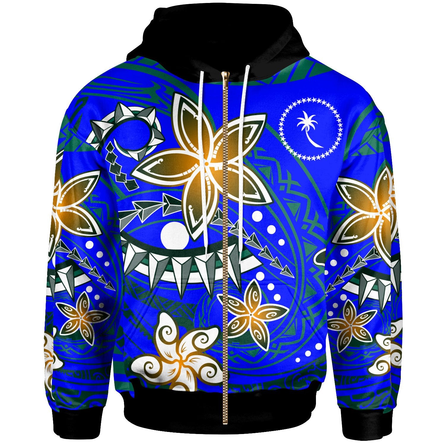 Chuuk Zip Hoodie Spring Style Unisex Blue - Polynesian Pride